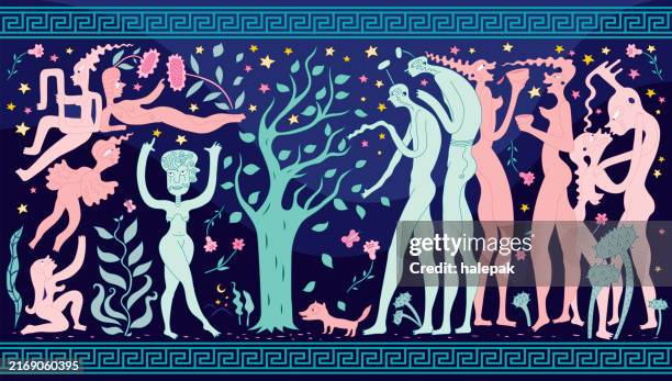 hintergrund von frauen und männern - religiöse darstellung stock-grafiken, -clipart, -cartoons und -symbole