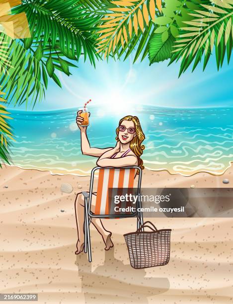 ilustraciones, imágenes clip art, dibujos animados e iconos de stock de tour de natación - bolsa de playa