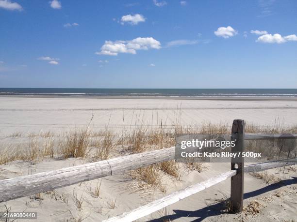 scenic view of beach against sky,wildwood,new jersey,united states,usa - wildwood beach america stock pictures, royalty-free photos & images