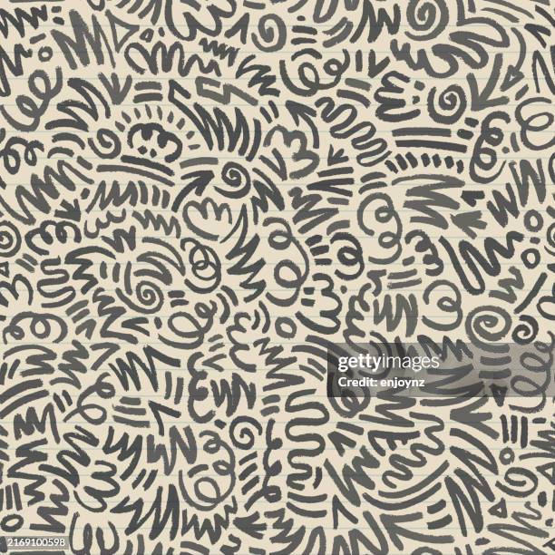 seamless black marker pen scribbles on paper background - crayon scribble vector stock illustrations