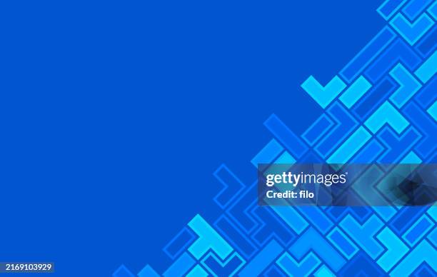 modern blocks artificial intelligence building logistics blue abstract background - gaming setup stock illustrations