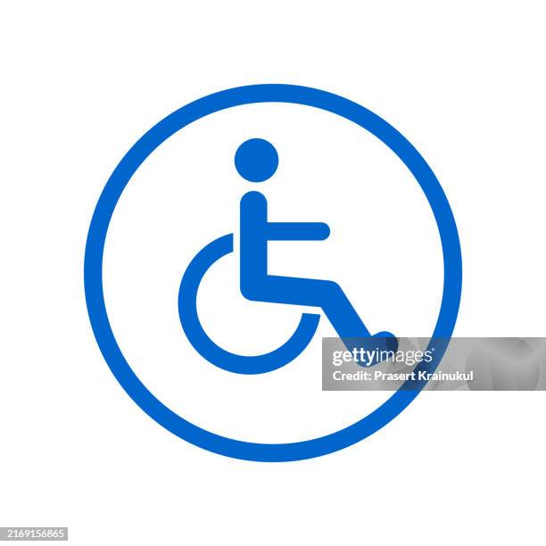 disabled person icon - simbolo internazionale di accesso foto e immagini stock