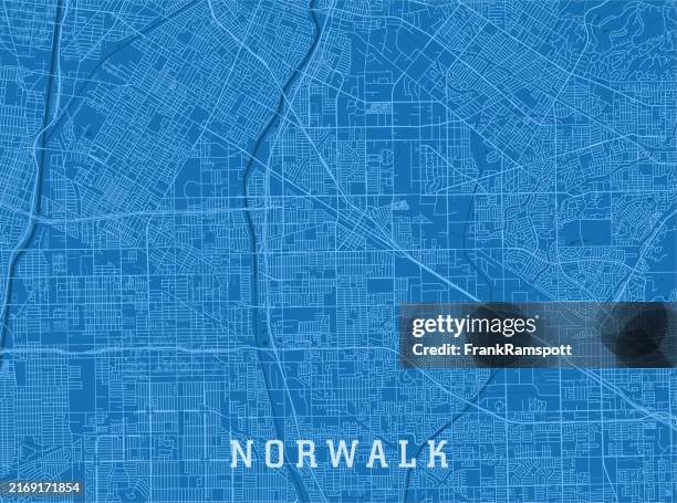 norwalk ca city vector road map blue horizontal - artesia stock illustrations