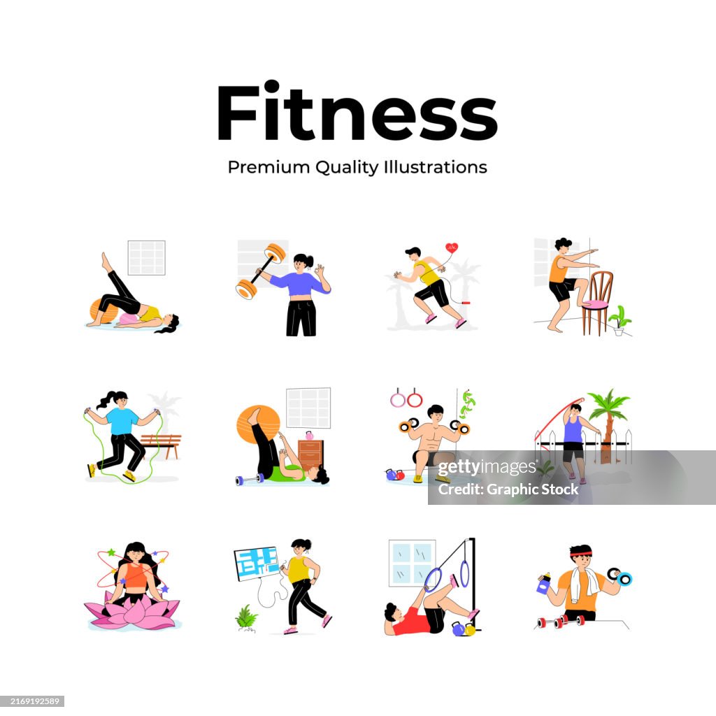 Work Out Vector Pack Of Fitness And Workout Illustrations In Modern Design Style High ...