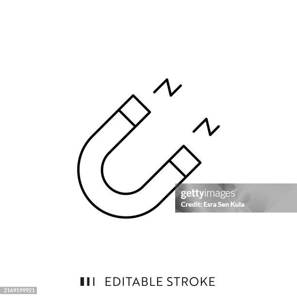 magnet line icon design with editable stroke. - magnet stock illustrations