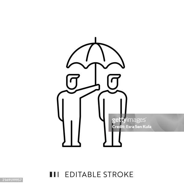social protection line icon design mit editierbarem strich. - sicherheitsnetz stock-grafiken, -clipart, -cartoons und -symbole