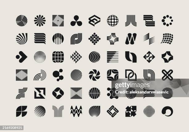 illustrazioni stock, clip art, cartoni animati e icone di tendenza di collezione di elementi di design di icone geometriche - moderno