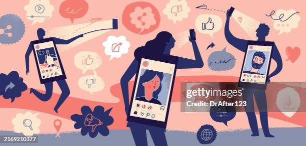 social media obsession concept - hormone icon stock illustrations