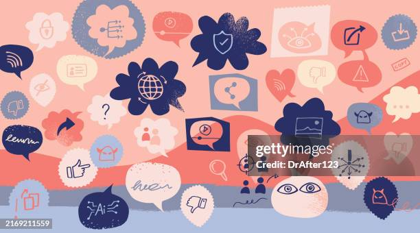 social media oversharing data privacy risks - social anxiety concept stock illustrations