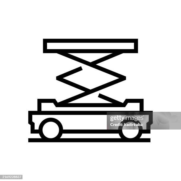 scissors lift equipment icon. - hoist stock illustrations