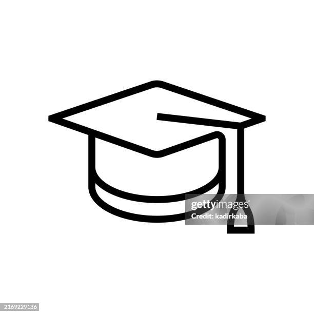 cap-hat line icon. graduation, student, certificate, diploma, uniform, cap throwing at graduation ceremony. - professor stock illustrations