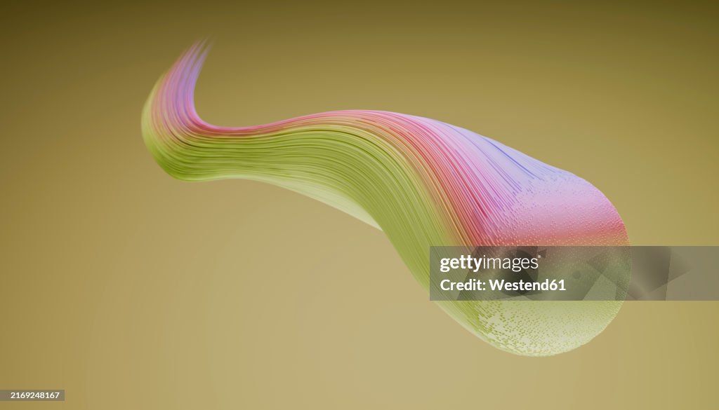 3D render of abstract multi colored design over green background
