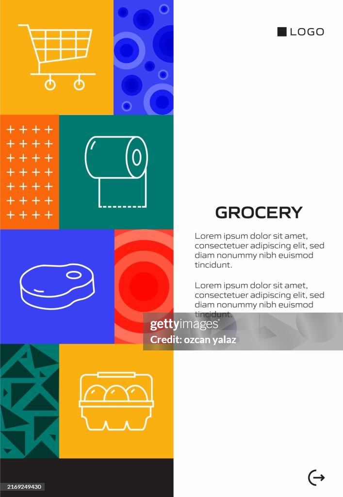 Grocery Concept, Line Style Vector Illustration