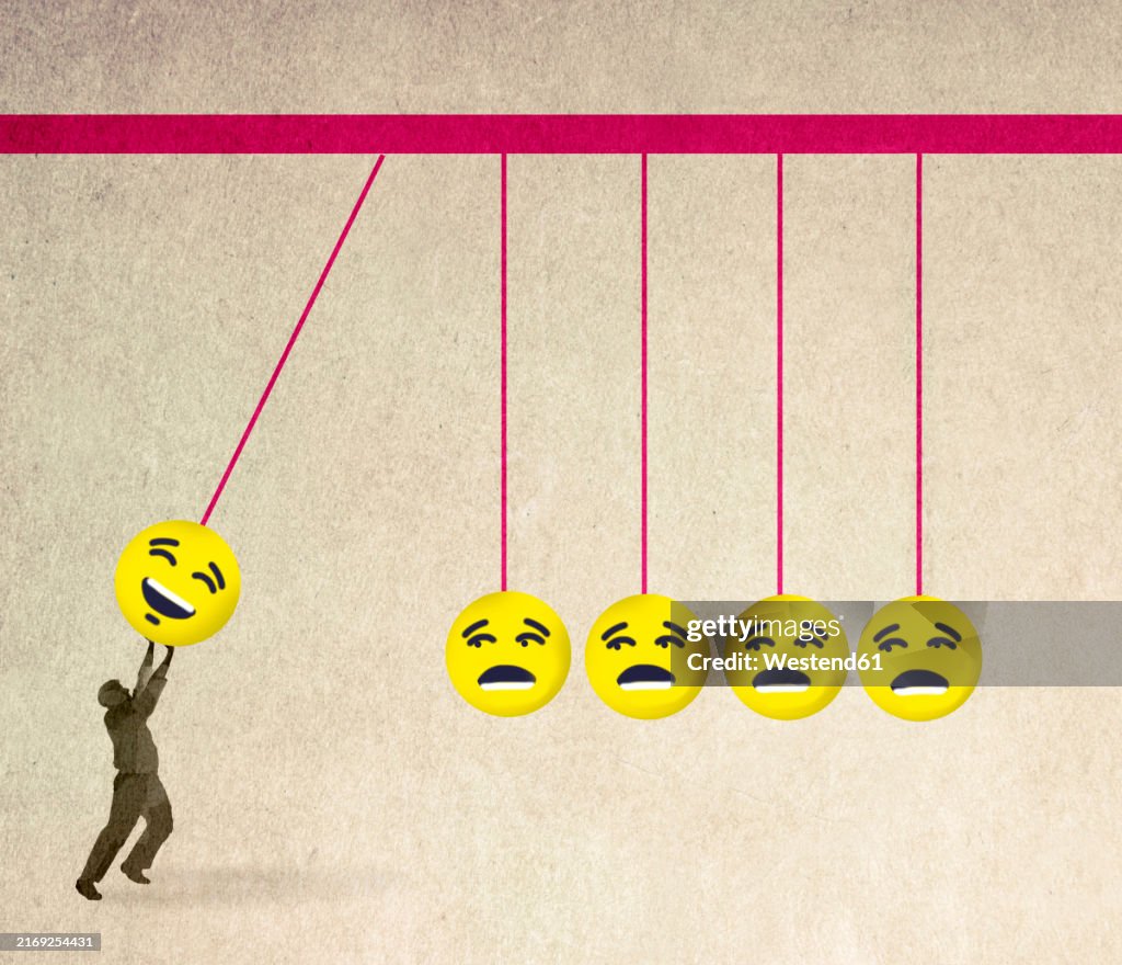 Illustration of emojis imitating newton's cradle