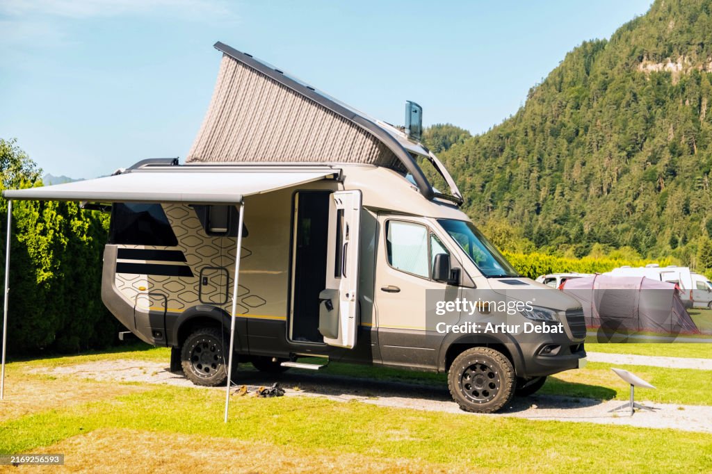 Van life with customized luxury motorhome globally connected