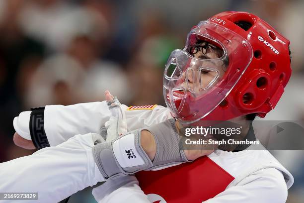 Ariana Paola Aguila Ramos of Team United States of America competes against Ana Japaridze of Team Georgia during the Women's 52kg Round of 16 contest...