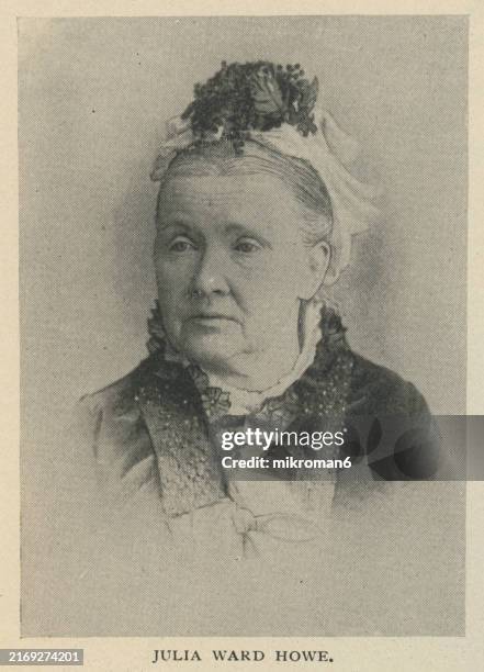 portrait of julia ward howe (may 27, 1819 – october 17, 1910) an american author and poet, known for writing the "battle hymn of the republic" as new lyrics to an existing song - julia ward howe stock pictures, royalty-free photos & images