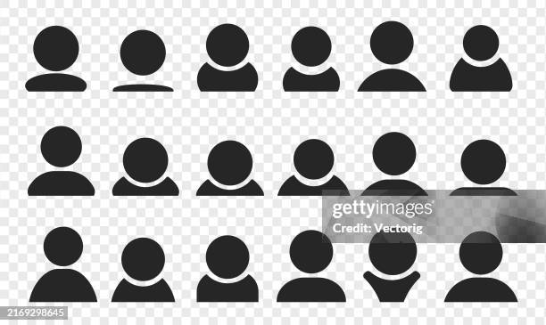 user profile icons collection - black silhouette avatars set - administrator portrait stock illustrations