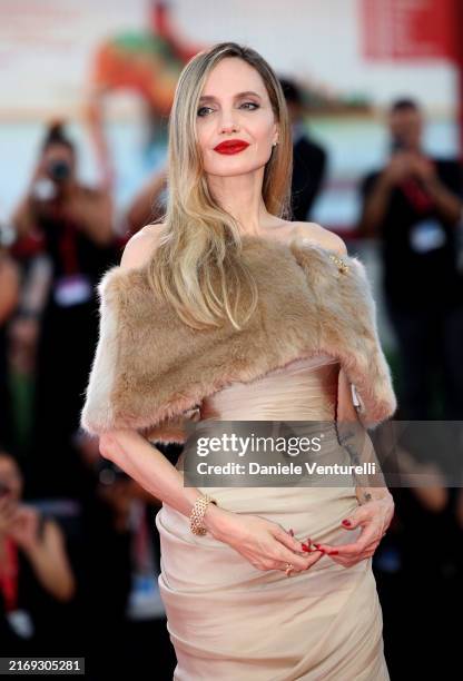 Angelina Jolie attends a red carpet for "Maria" during the 81st Venice International Film Festival on August 29, 2024 in Venice, Italy.