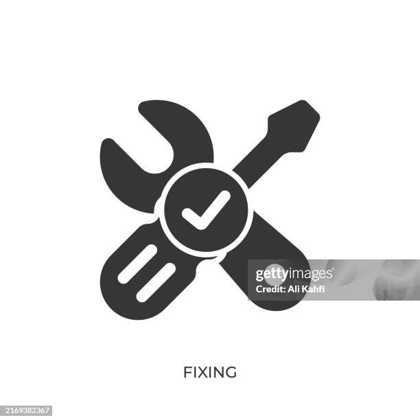 fixing glyph solid icon. solid icon that can be applied anywhere, simple, pixel perfect and modern style - art installation stock illustrations