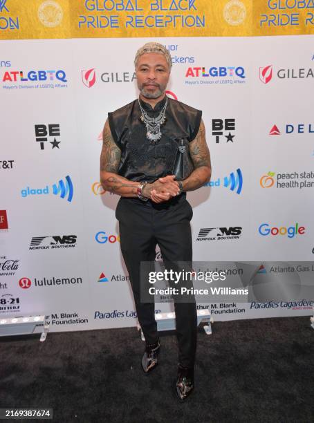 Octavius Terry attends 5th Annual Mayor's Global Black Pride Reception Red Carpet at Atlanta City Hall on August 29, 2024 in Atlanta, Georgia.