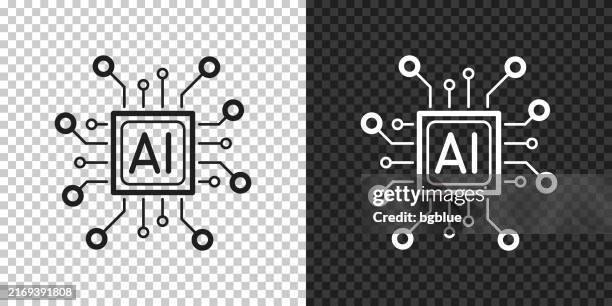 stockillustraties, clipart, cartoons en iconen met processor with artificial intelligence ai. icon for design on blank background - semiconductor