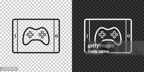 video game on tablet pc. icon for design on blank background - using ipad pro stock illustrations