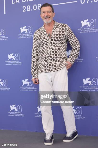 Antonio Banderas attends a photocall for "Babygirl" during the 81st Venice International Film Festival at on August 30, 2024 in Venice, Italy.