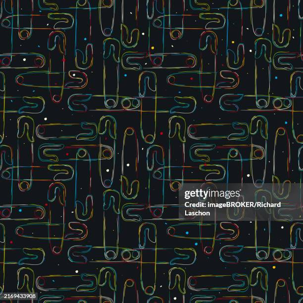 Safety Pins Seamless Pattern In Color Vector Illustration High-Res ...