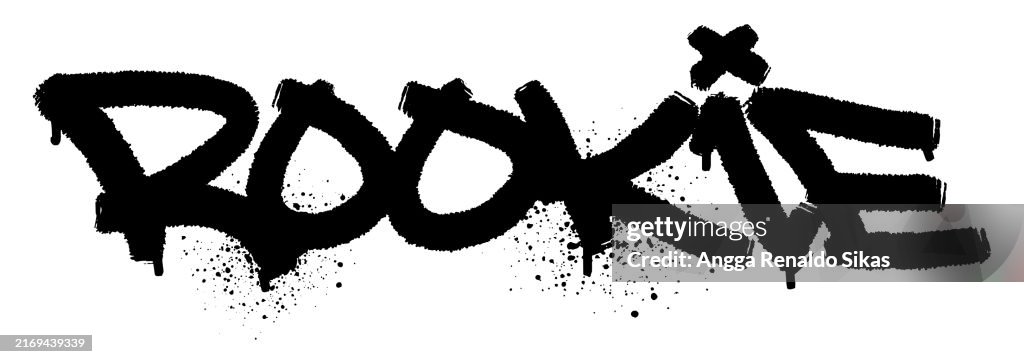 Rookie graffiti word black airbrush spraypaint drawing