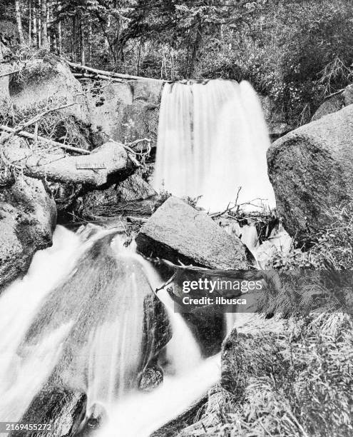 antique photograph: pike's peak waterfall - pikes peak stock illustrations