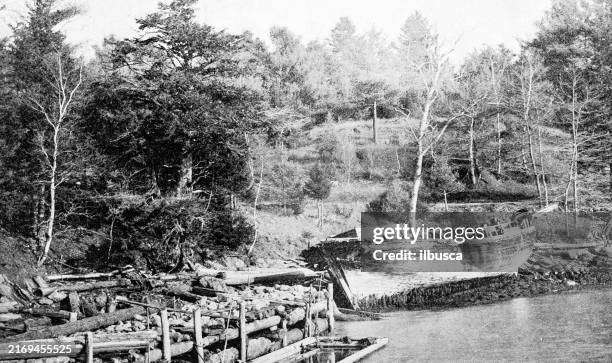 antique photograph: north edgecomb, maine - new zealand beach stock illustrations
