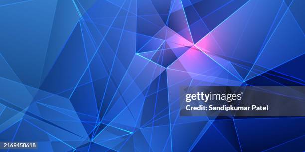 triangle poly prism background with glowing illuminating light in blue color - glass background stock illustrations