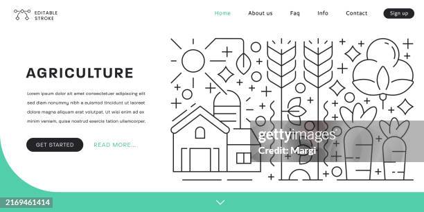 agriculture line art design web banner template - conceptual symbol stock illustrations