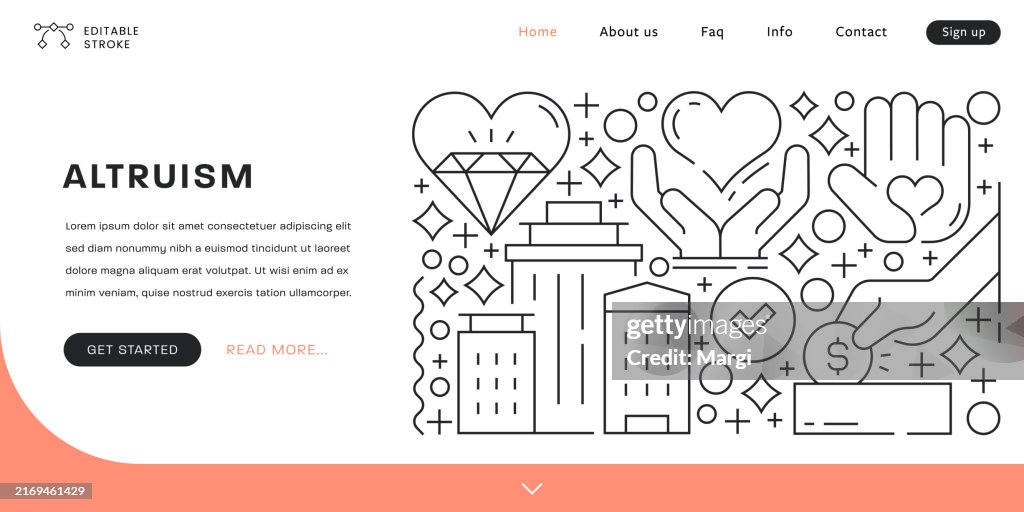 Plantilla de banner web de diseño de arte lineal altruista