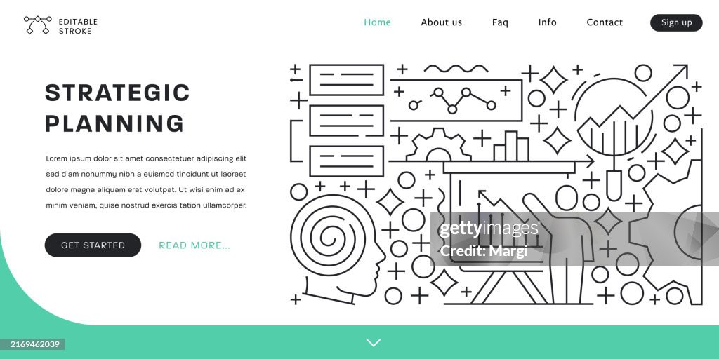 Strategic Planning Line Art Design Web Banner Template