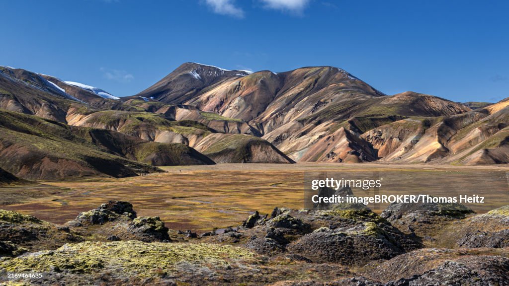 View of the colourful mountains in the volcanic area of Landmannalaugar in Iceland