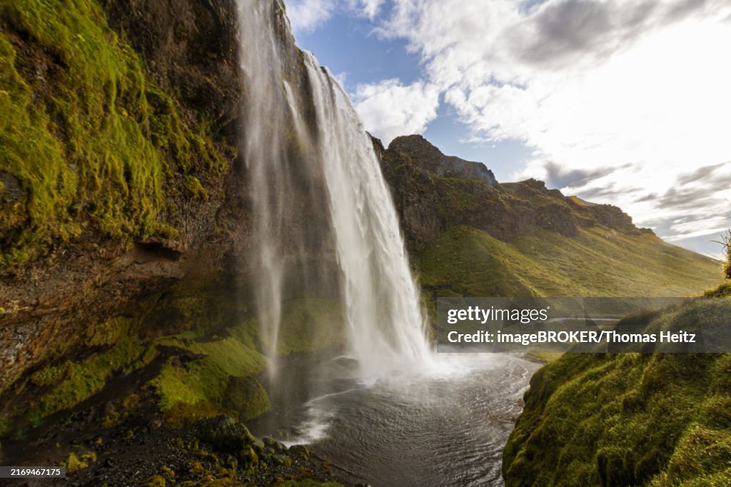 View of the Seljalandsfoss waterfall in the south of Iceland