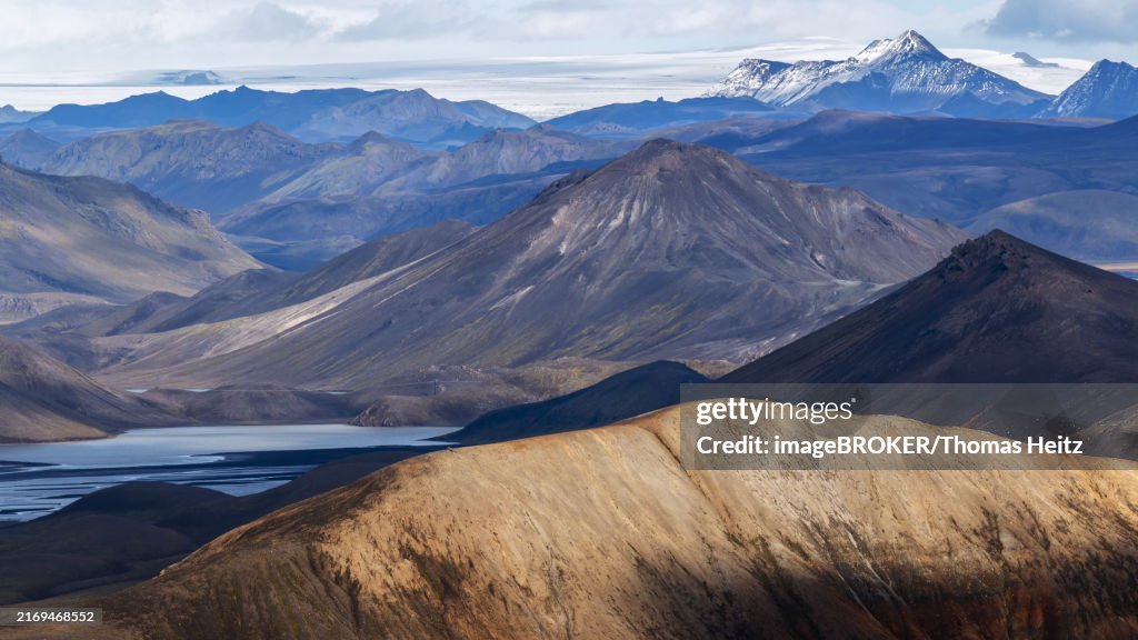 View over the colourful mountains in the volcanic area of Landmannalaugar in Iceland