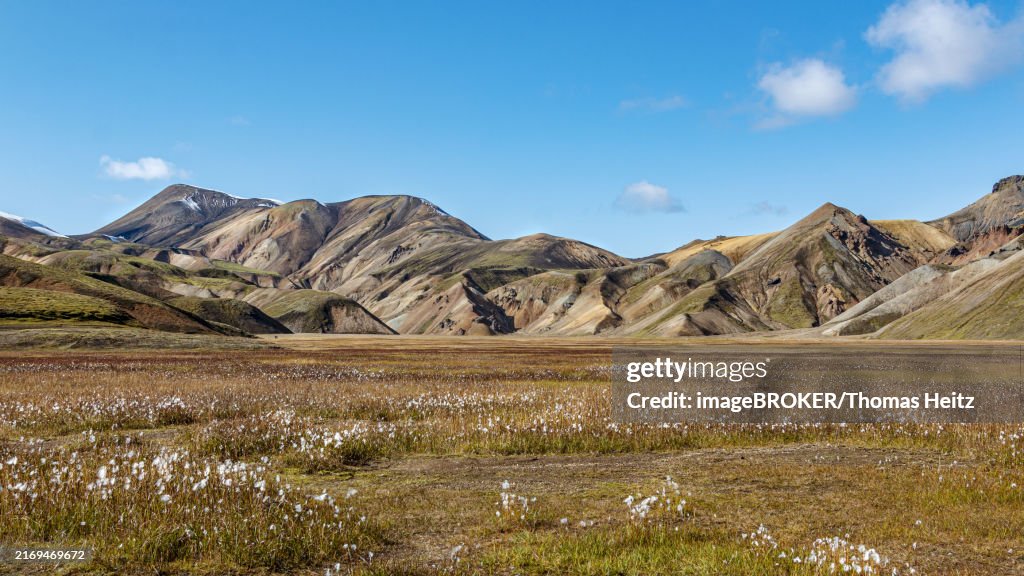 View of the colourful mountains in the volcanic area of Landmannalaugar in Iceland