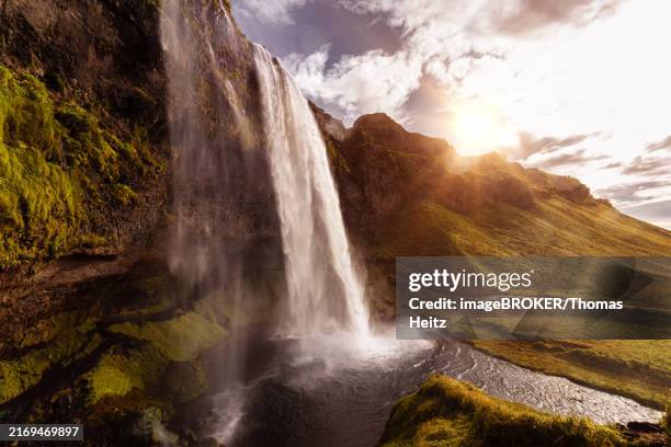 View Of The Seljalandsfoss Waterfall In The South Of Iceland, Bildbanksbilder