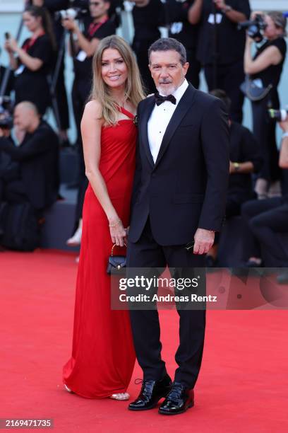 Nicole Kimpel and Antonio Banderas attend a red carpet for "Babygirl" during the 81st Venice International Film Festival at on August 30, 2024 in...