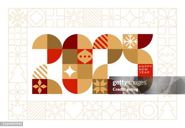 ilustrações de stock, clip art, desenhos animados e ícones de 2025 new year greeting card - cartão de ano novo