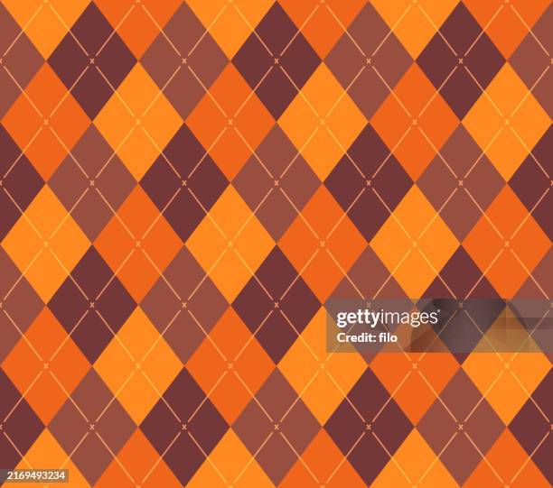 nahtloses argyle-gewebe retro herbst herbst thanksgiving stoffmuster - schottenkaro stock-grafiken, -clipart, -cartoons und -symbole