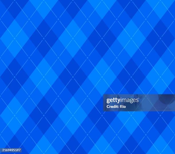 seamless argyle fabric retro blue winter fabric pattern - blue argyle background stock illustrations