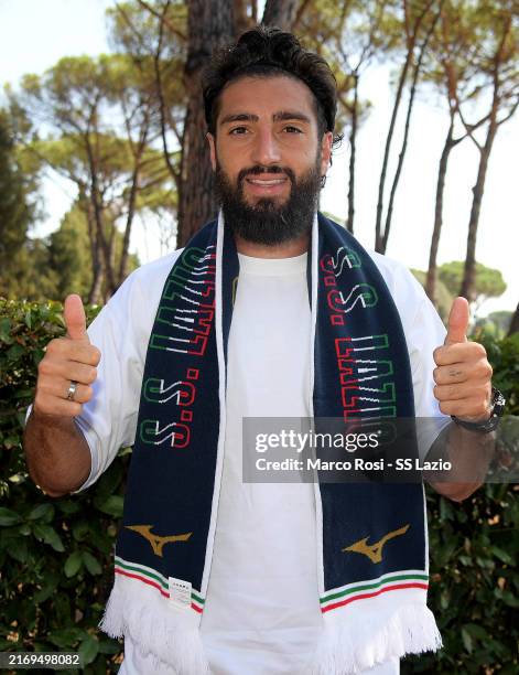 Samuel Gigot SS Lazio unveil new signing poses at the Formello sport centre on August 30, 2024 in Rome, Italy.