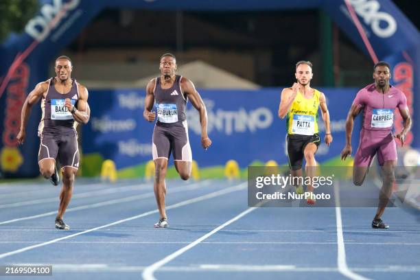 Ronnie Baker from the United States, Ole Edoburun from Great Britain, Lorenzo Patta from Italy, and Michael Campbell from Jamaica during the 60th...