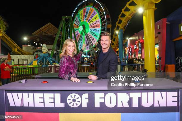 Vanna White and Ryan Seacrest attend the WOF S42 – Pier Wheel Launch at Santa Monica Pier on August 30, 2024 in Santa Monica, California.