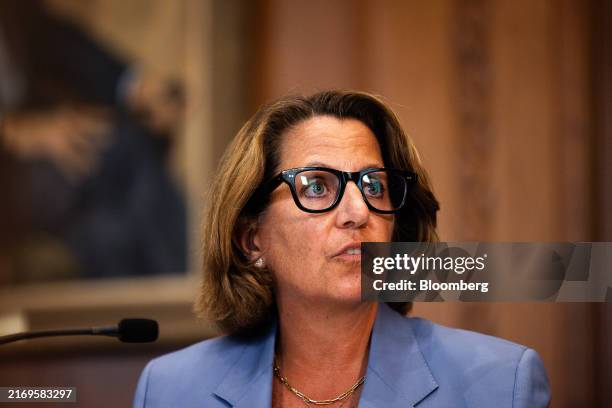 Lisa Monaco, deputy US attorney general, speaks during an election threats task force meeting at the Department of Justice in Washington, DC, US, on...