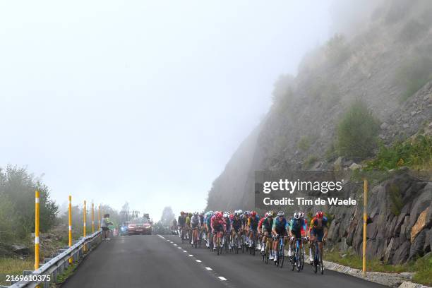 Ben O'Connor of Australia - Red Leader Jersey, Clement Berthet of France and Team Decathlon AG2R La Mondiale and Tao Geoghegan Hart of The United...